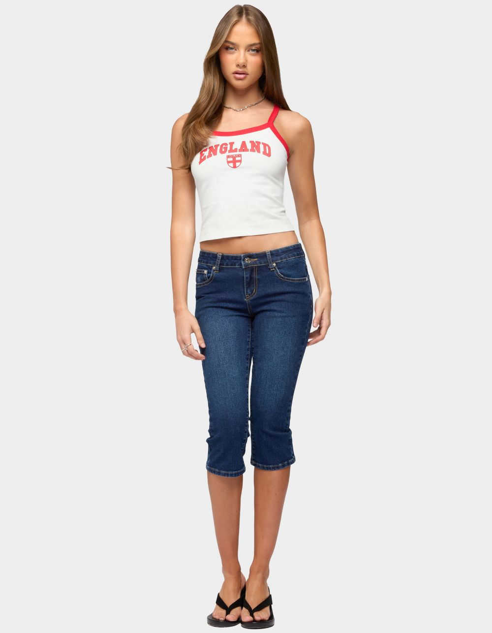 EDIKTED England Contrast Tank Top - WHITE