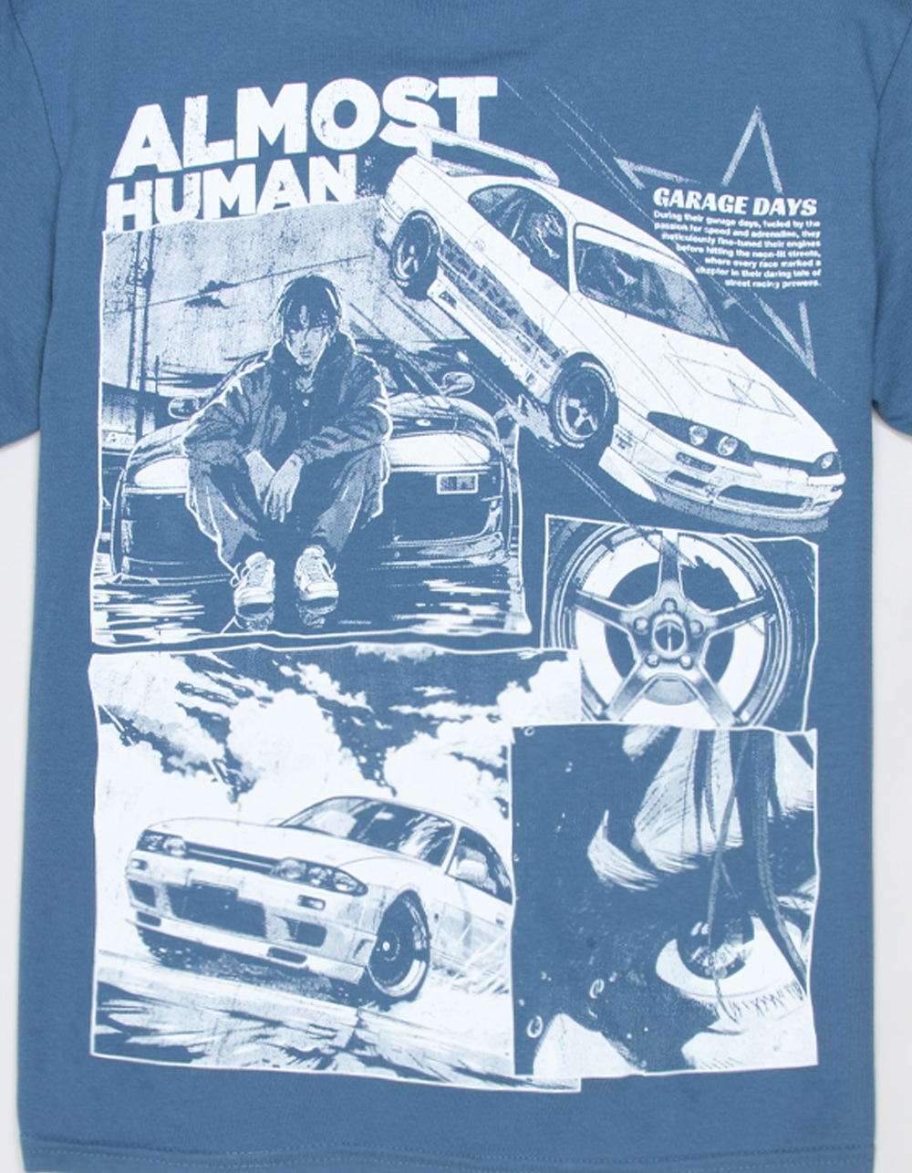 ALMOST HUMAN Garage Boys Tee - SLATE BLUE