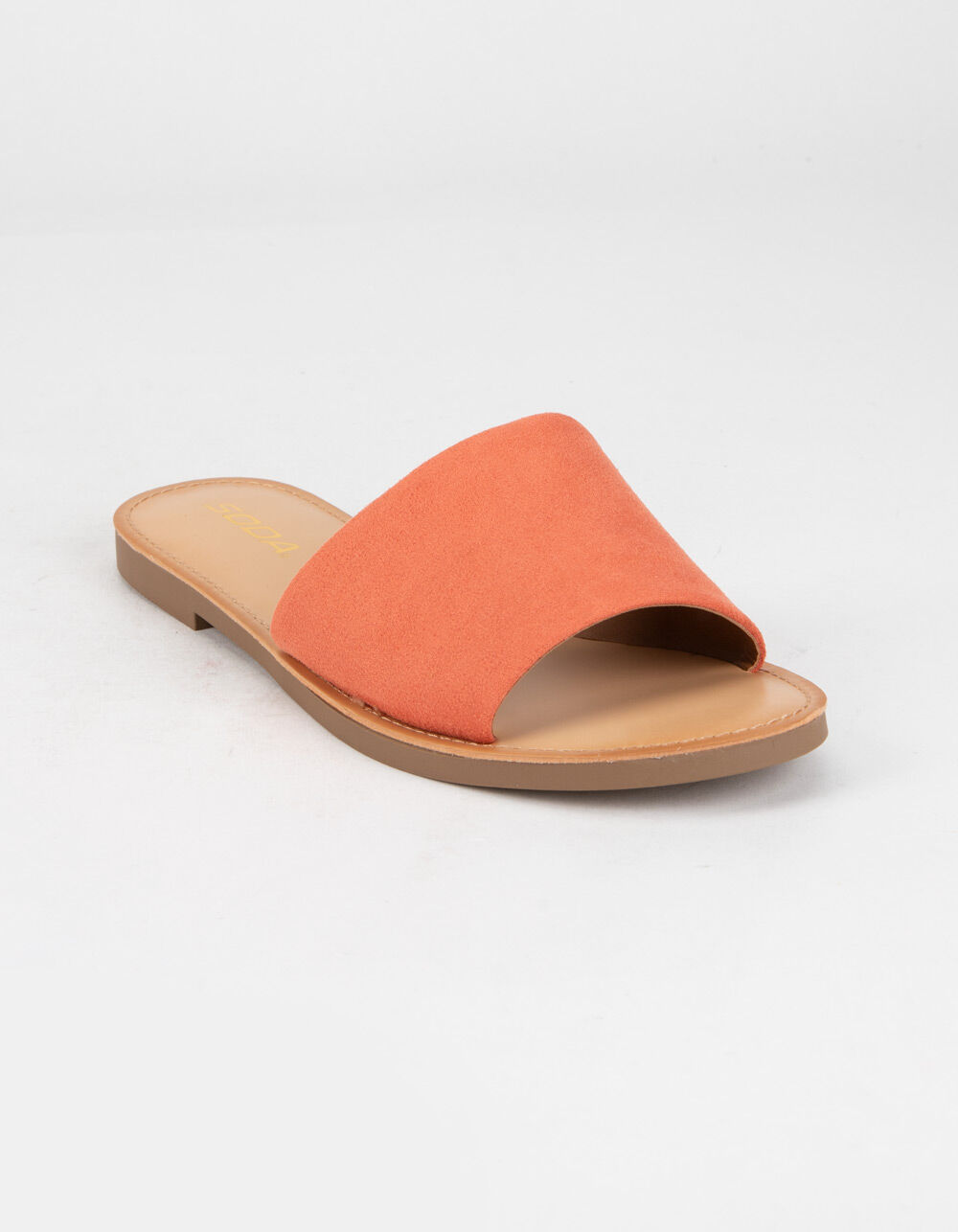 SODA Single Strap Womens Coral Slide Sandals image number 0