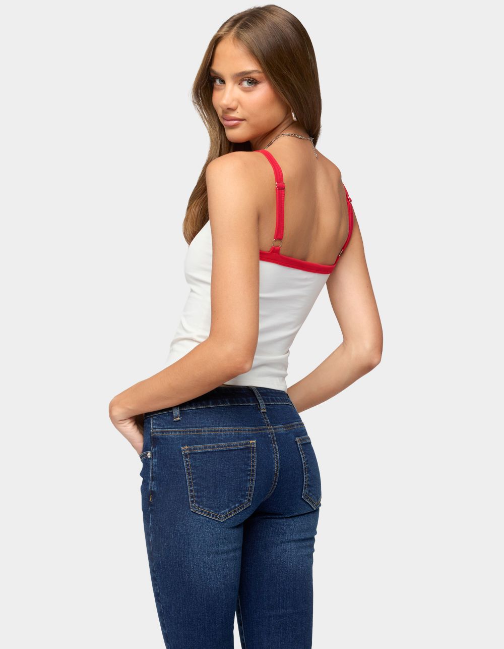 EDIKTED England Contrast Tank Top - WHITE