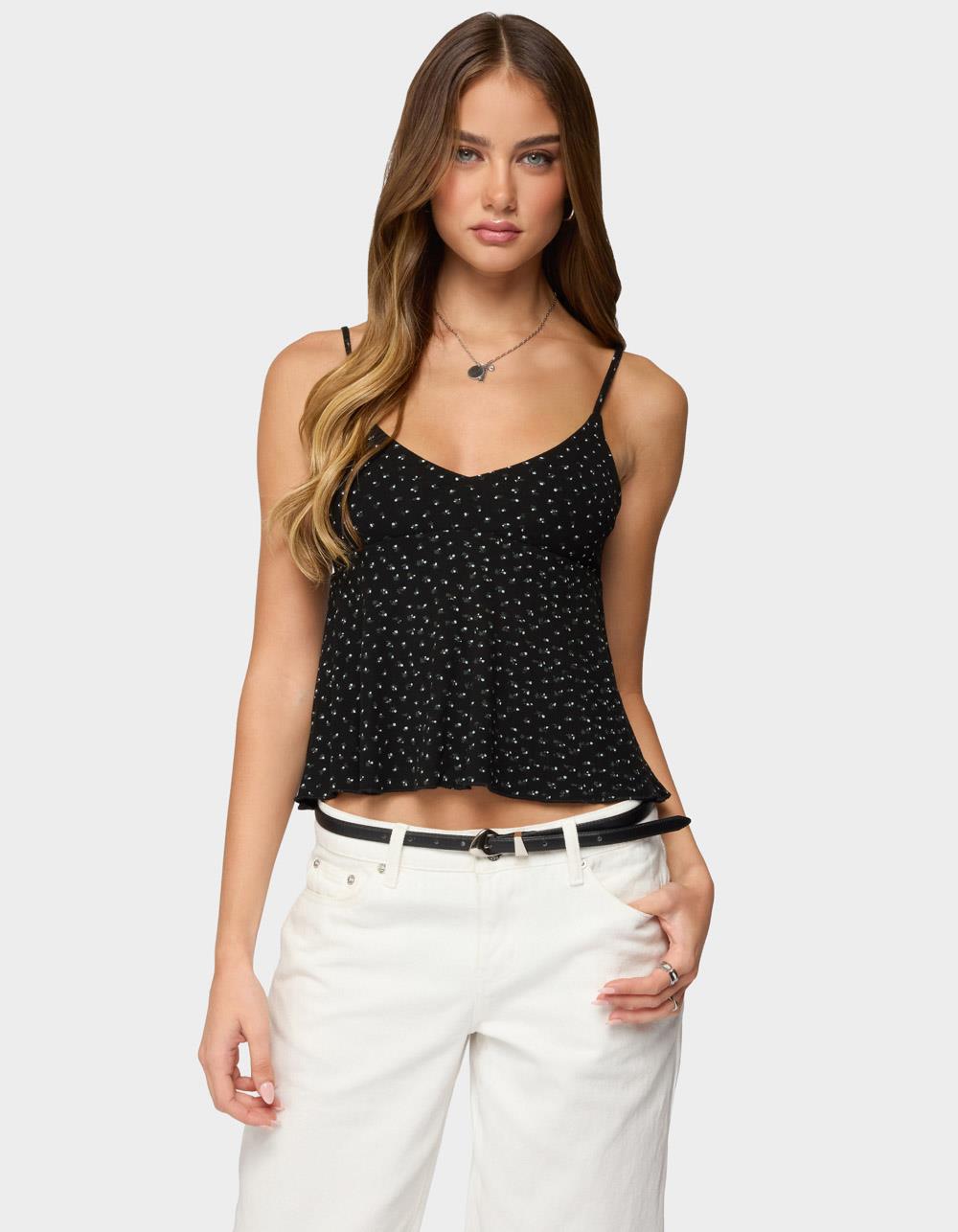 EDIKTED Kelli Floral Babydoll Tank Top