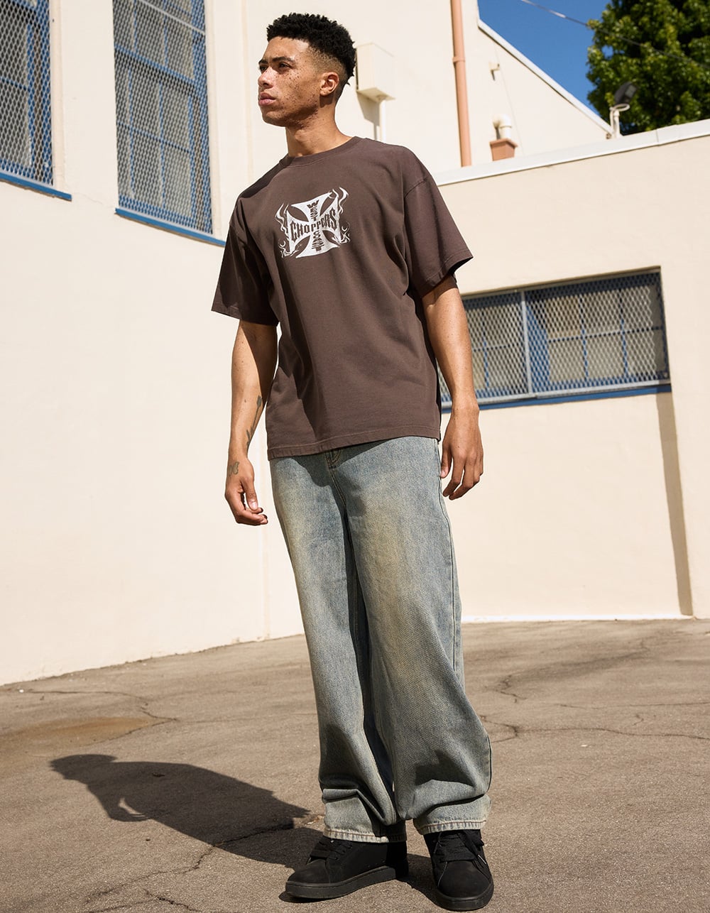 RSQ Mens Embroidered Extra Baggy Jeans - IODINE
