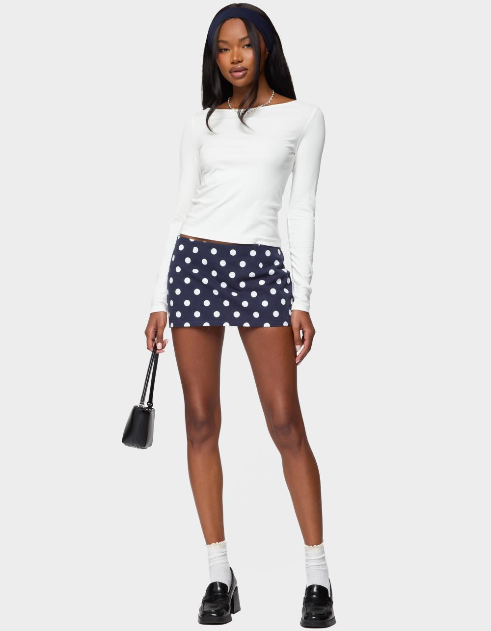 EDIKTED Noreen Polka Dot Mini Skort - NAVY