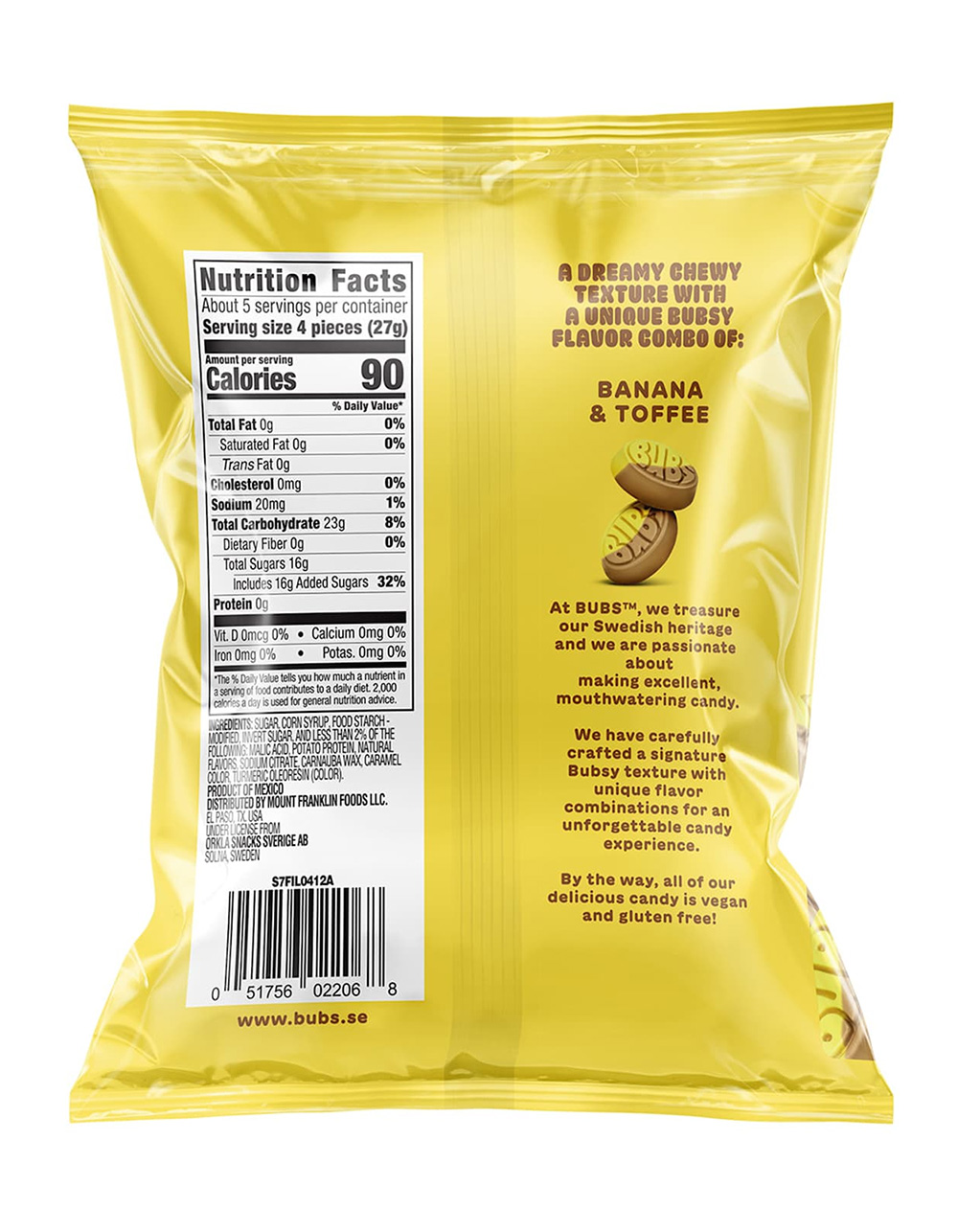 BUBS Sweet Ovals Banana Toffee Candy - MULTI