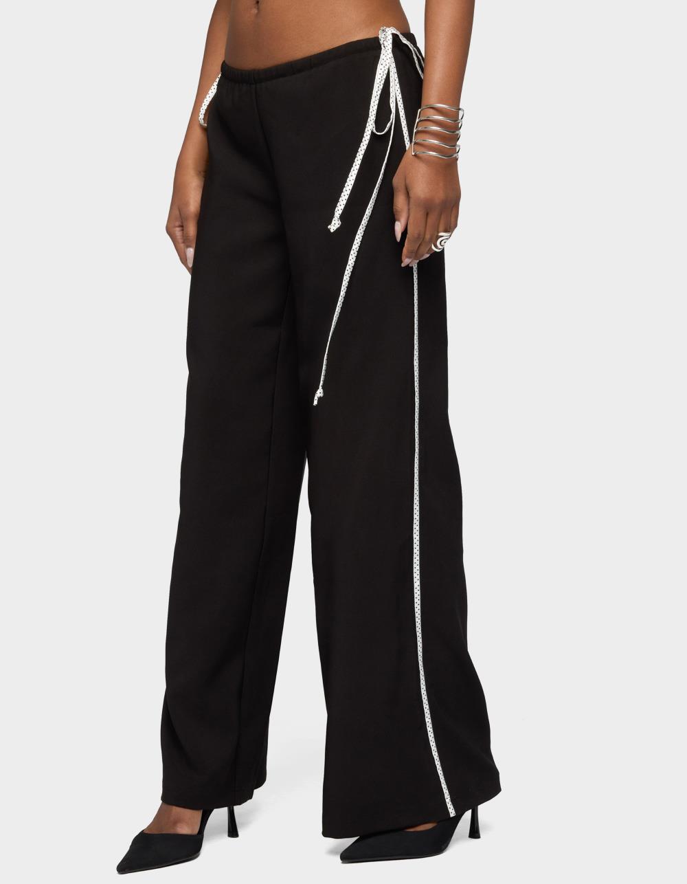 EDIKTED Mikah Dotted Ribbon Wide Leg Pants - BLACK