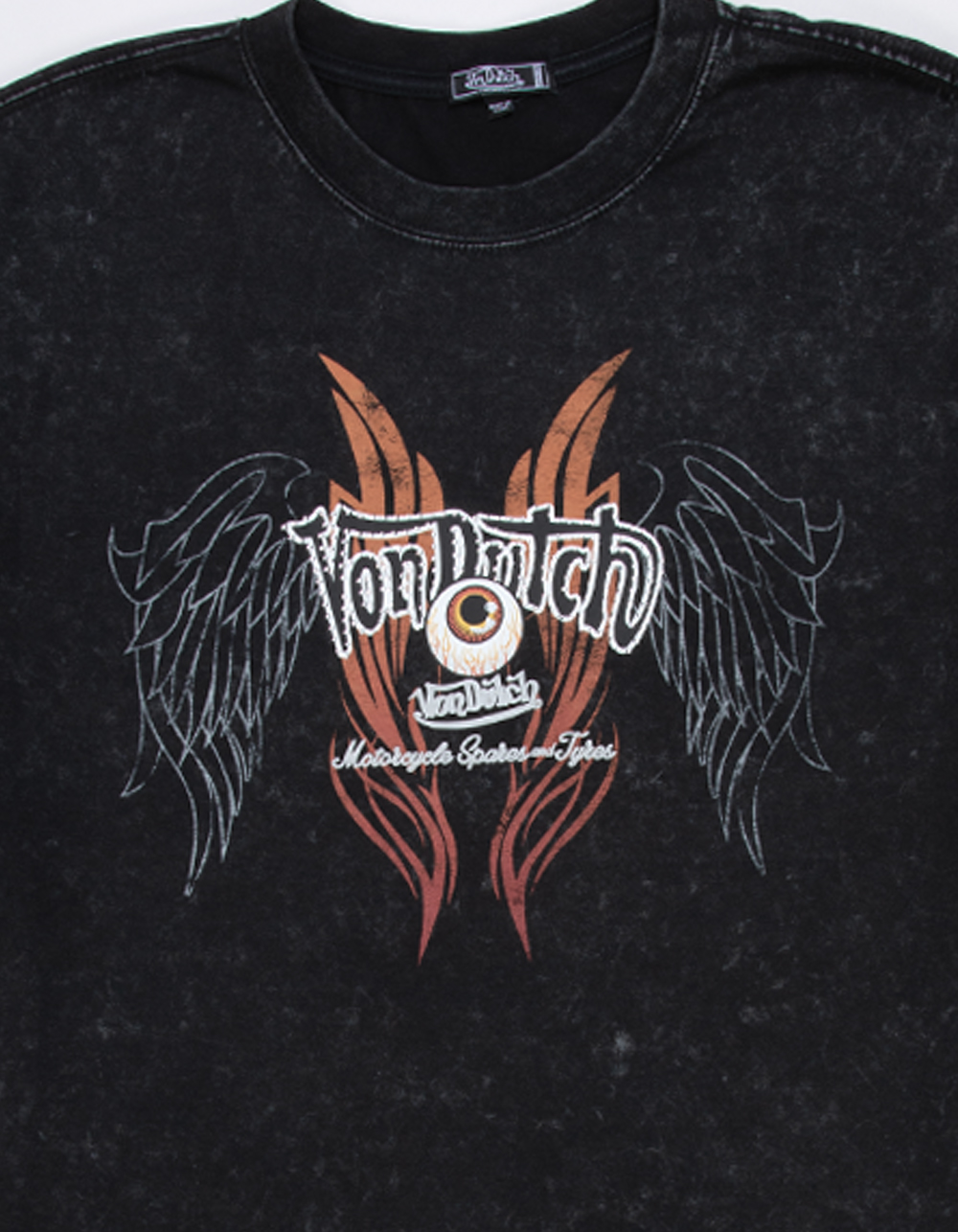 VON DUTCH Wings Mens Boxy Tee - WASHED BLACK