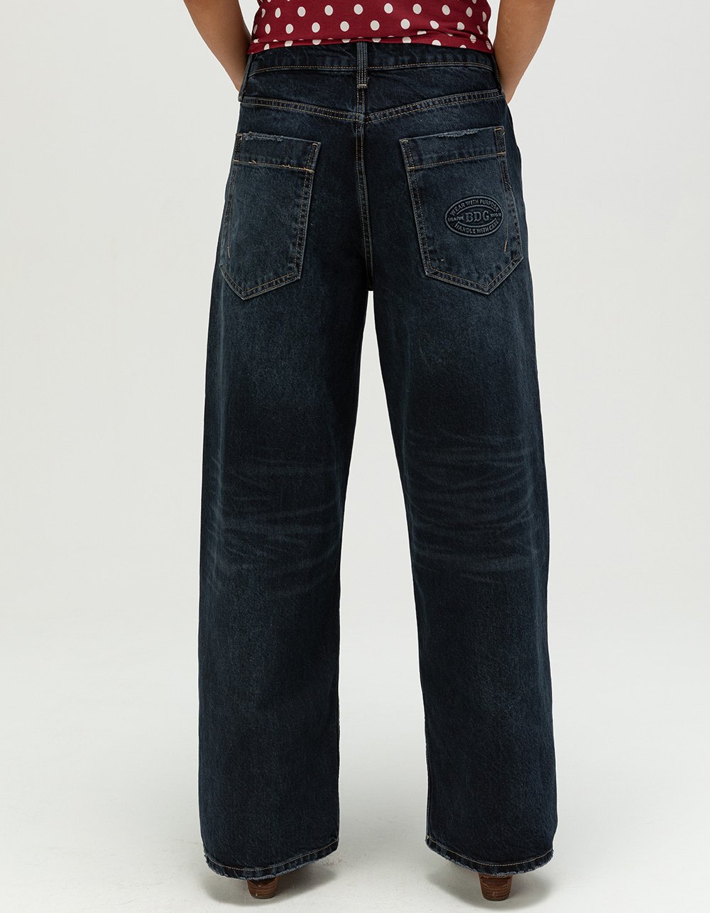 BDG Urban Outfitters Jaya Womens Low Rise Baggy Jeans - BLUE BLACK