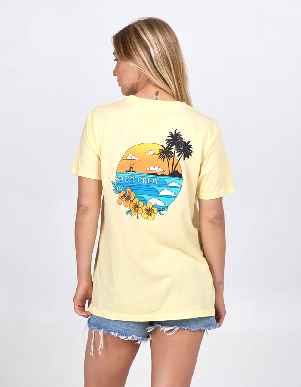 SALTY CREW Sunset Womens Boyfriend Tee - YELLOW