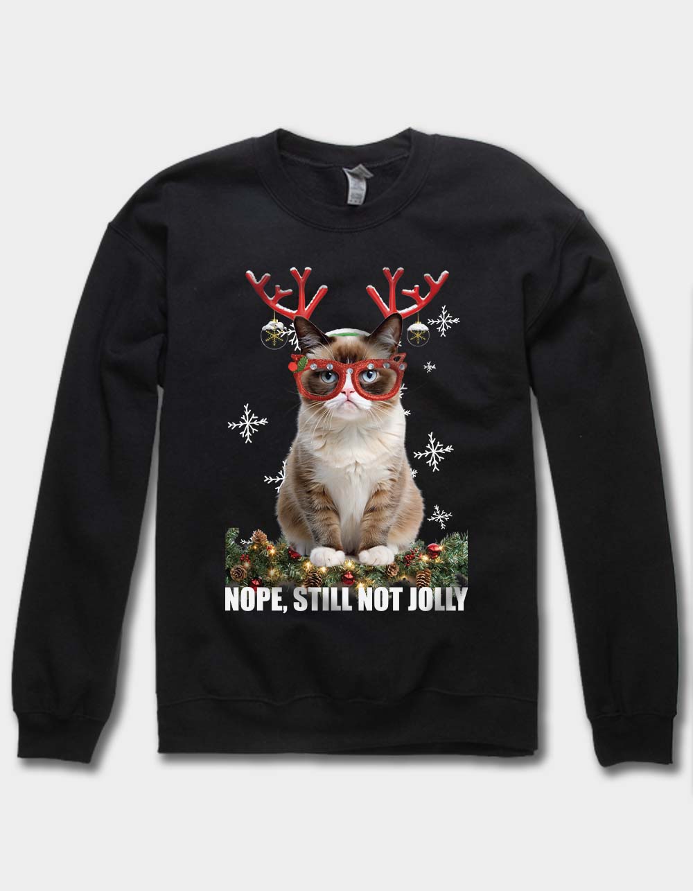 CAT Still Not Jolly Unisex Crewneck Sweatshirt - BLACK