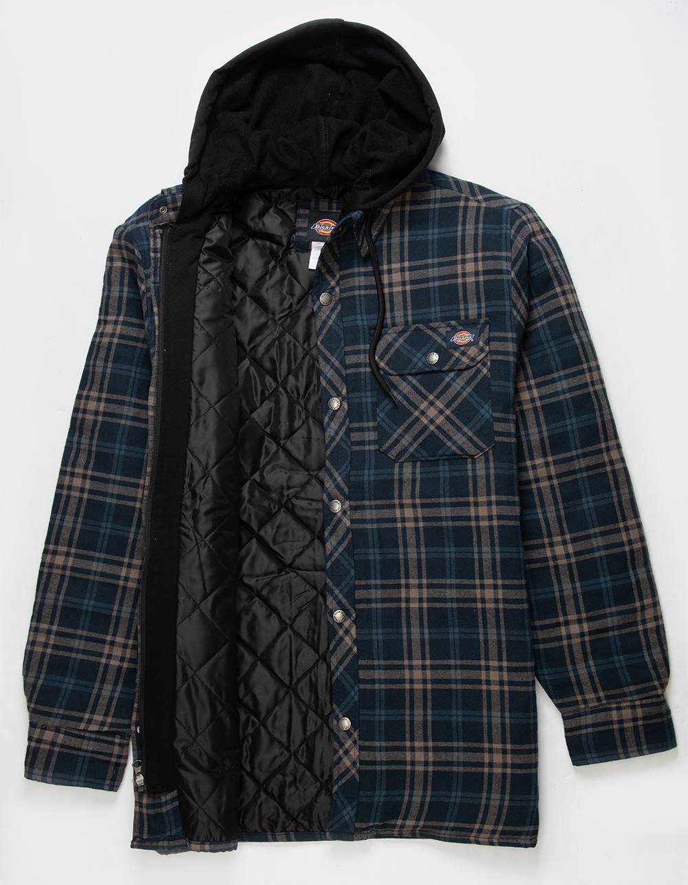 DICKIES Quilted Flannel Hooded Shirt Mens Jacket NAVY Tillys
