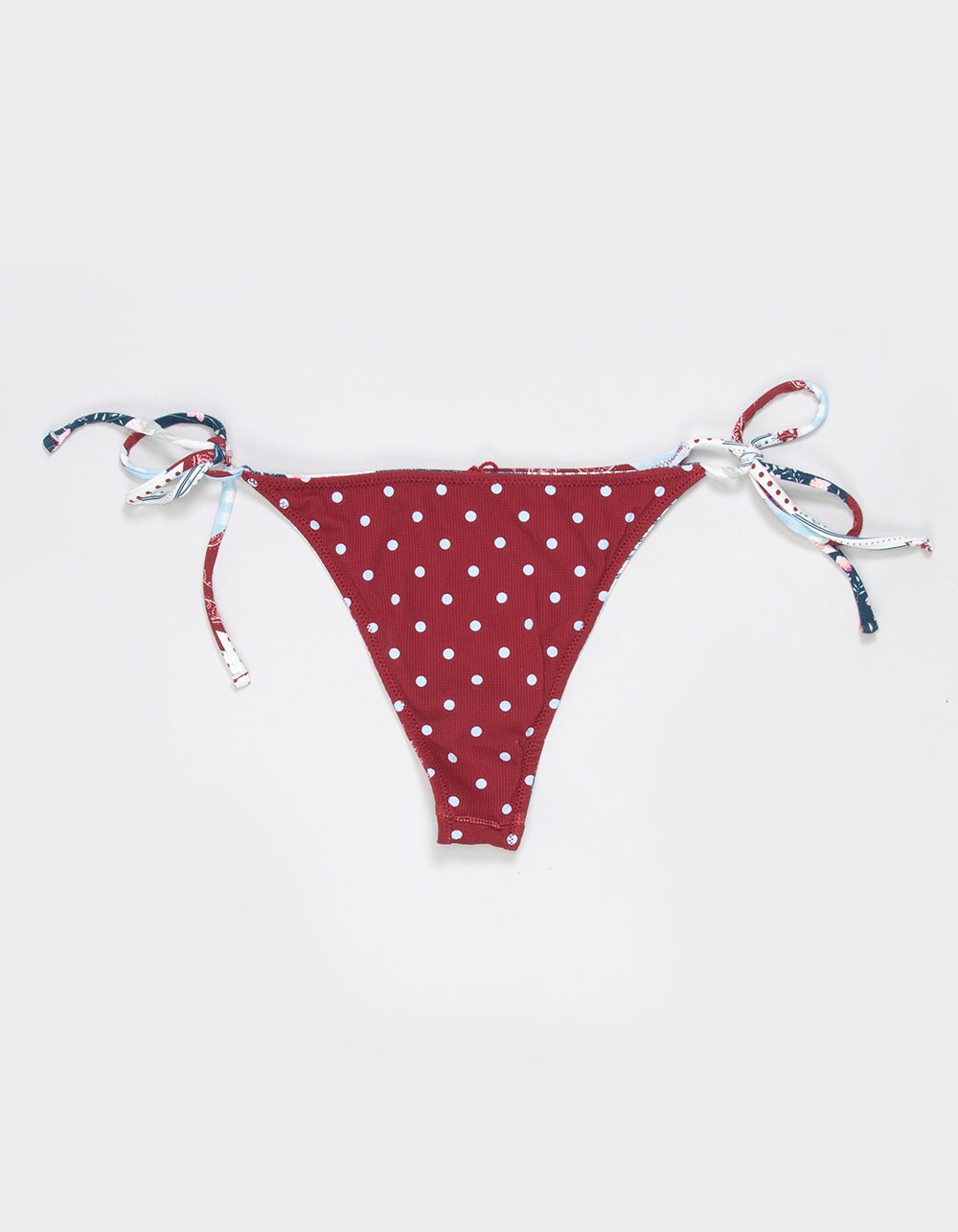FULL TILT Textured Reversible Tie Side Cheeky Bikini Bottoms - MULTI