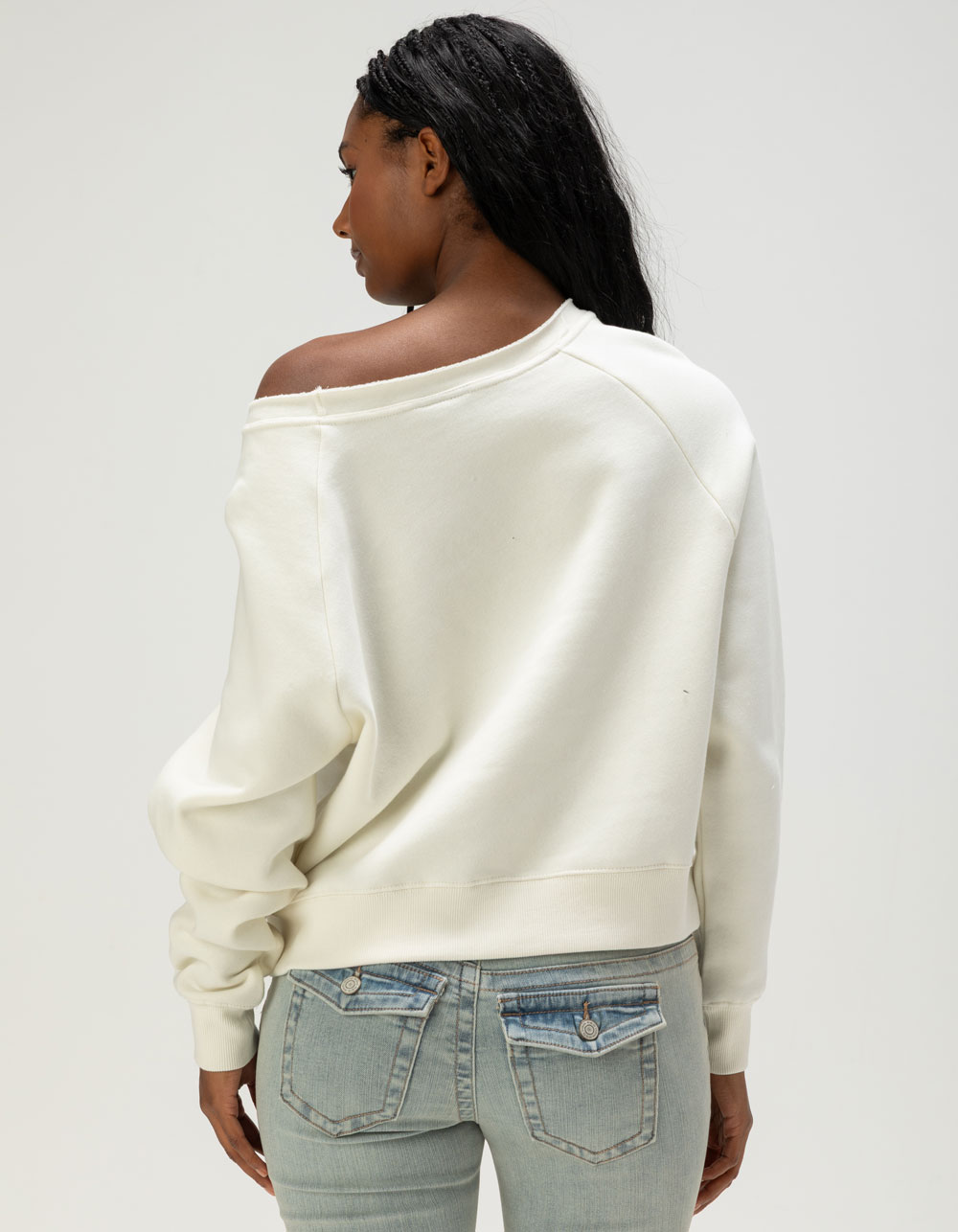 The WILD COLLECTIVE Dallas Cowboys Womens Off Shoulder Sweatshirt - CREAM
