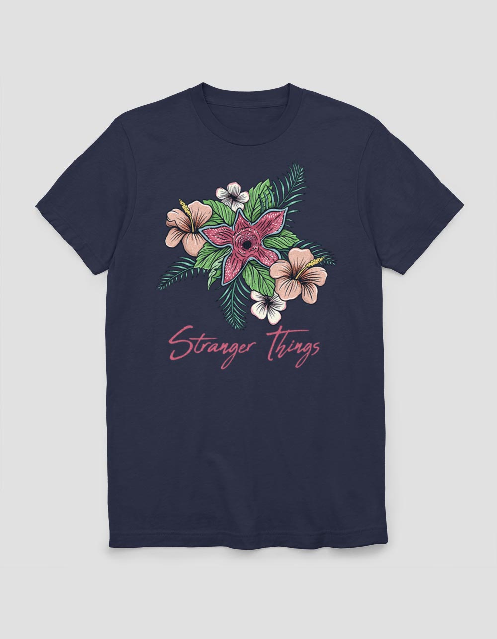 STRANGER Things Floral Unisex Tee - NAVY