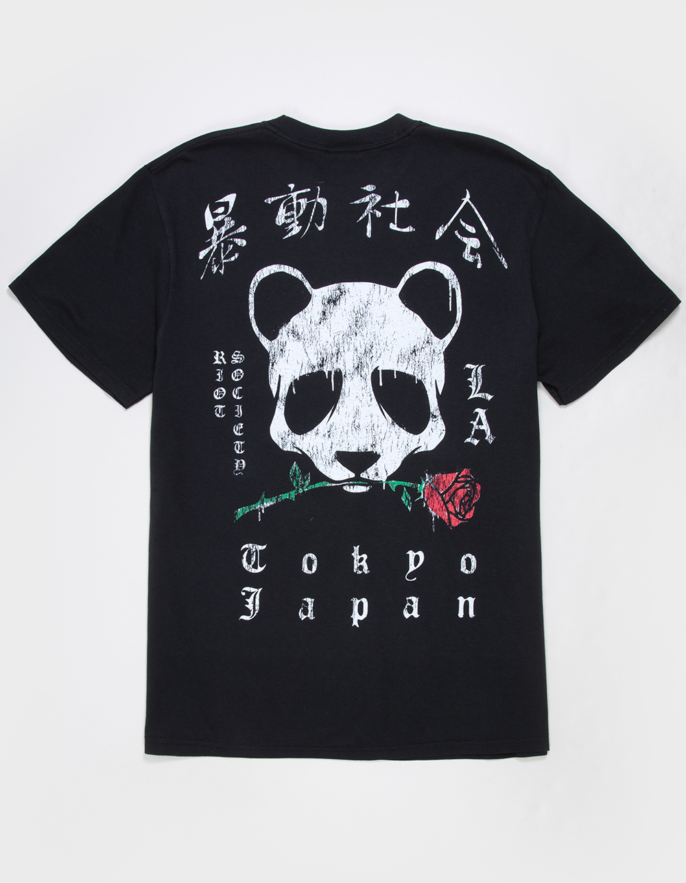 RIOT SOCIETY Panda Mens Heavyweight Tee - WASHED BLACK