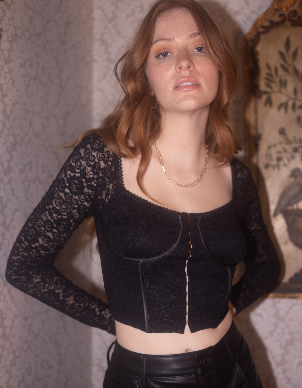 WEST OF MELROSE Womens Lace Corset Top BLACK Tillys