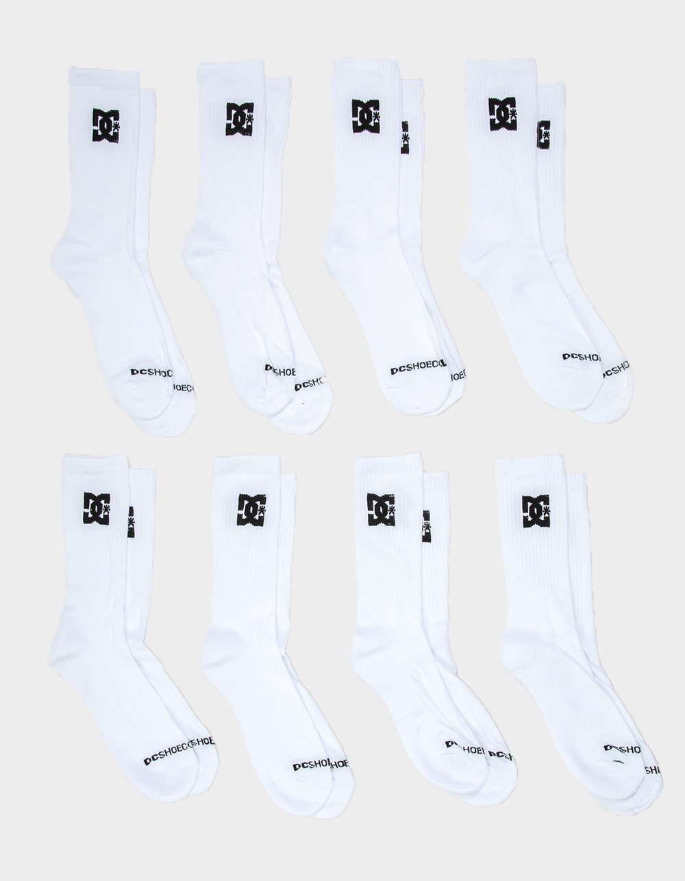 DC SHOES 8 Pack Mens Crew Socks - WHITE