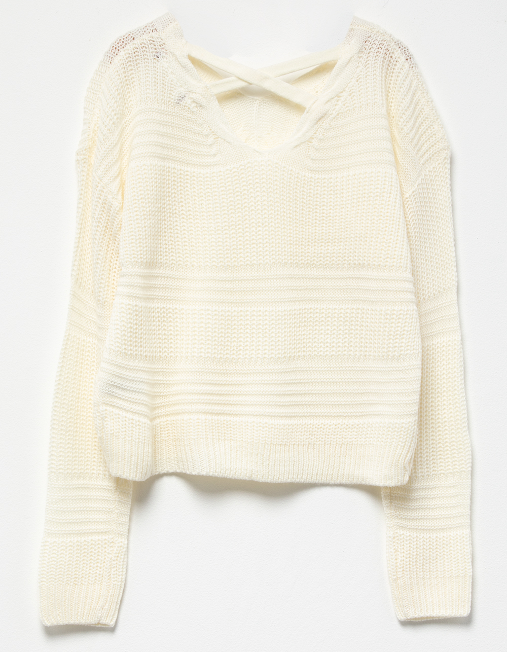 JOLIE & JOY Cable Lace Up Girls Sweater WHITE Tillys