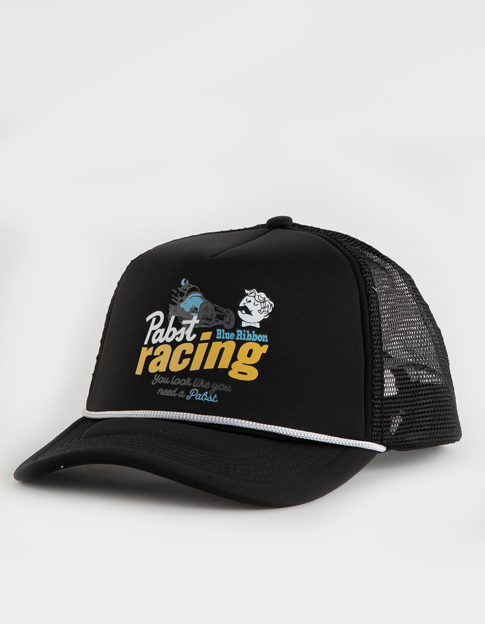 PBR Racing Mens Trucker Hat BLACK Tillys