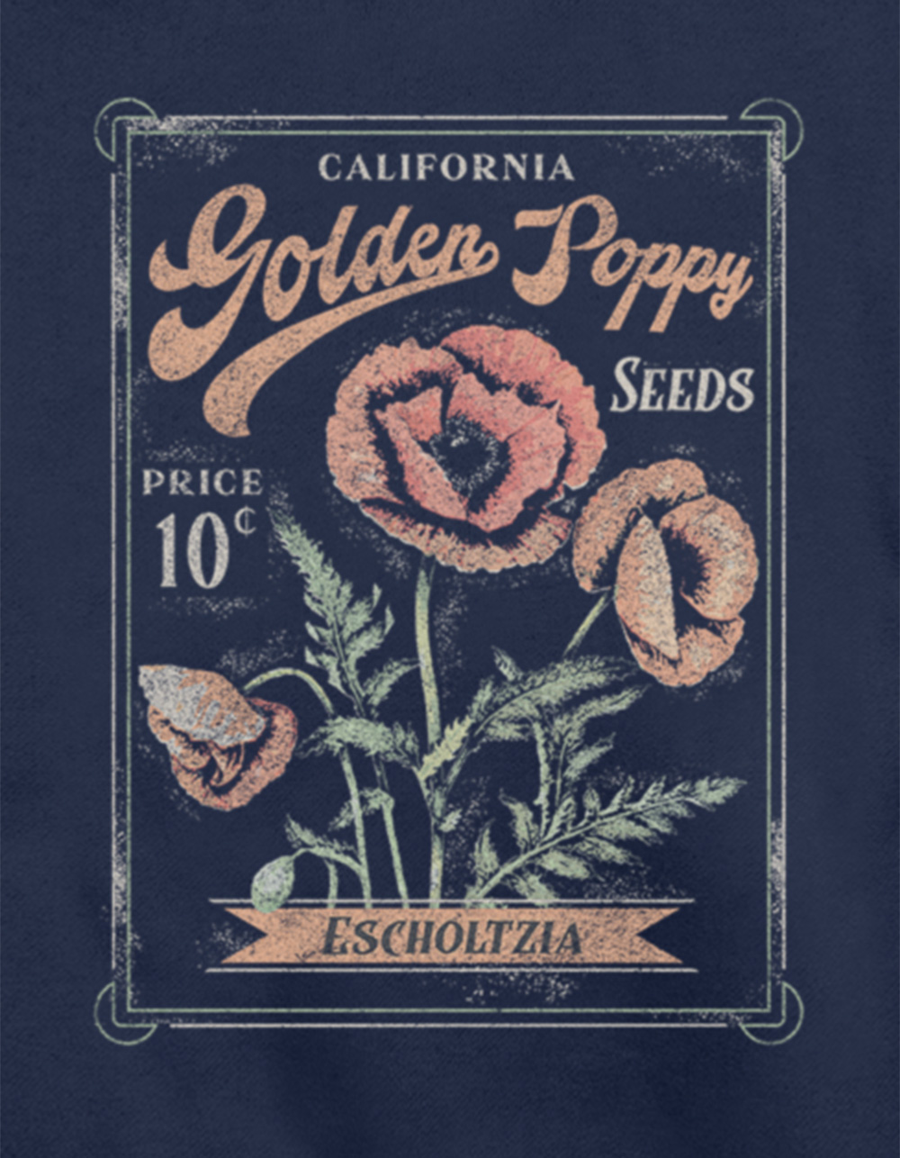 CALIFORNIA Poppy Seeds Unisex Crewneck Sweatshirt - NAVY