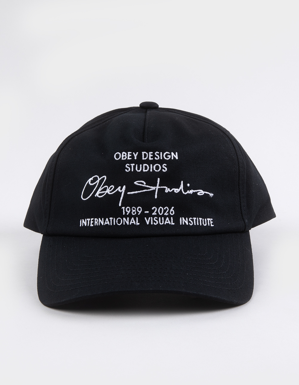 OBEY Design Studios 5 Panel Strapback Hat - BLK/WHT