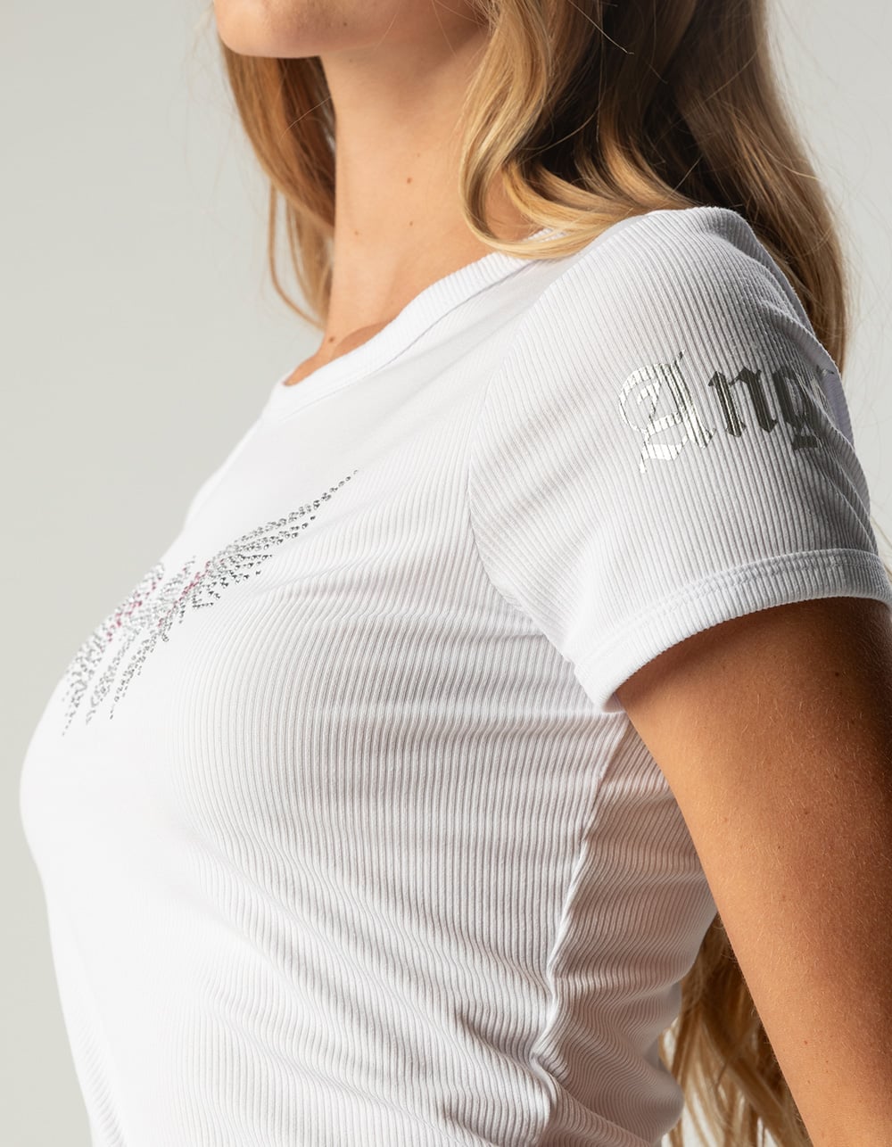 FULL TILT Angel Womens Baby Tee - WHITE