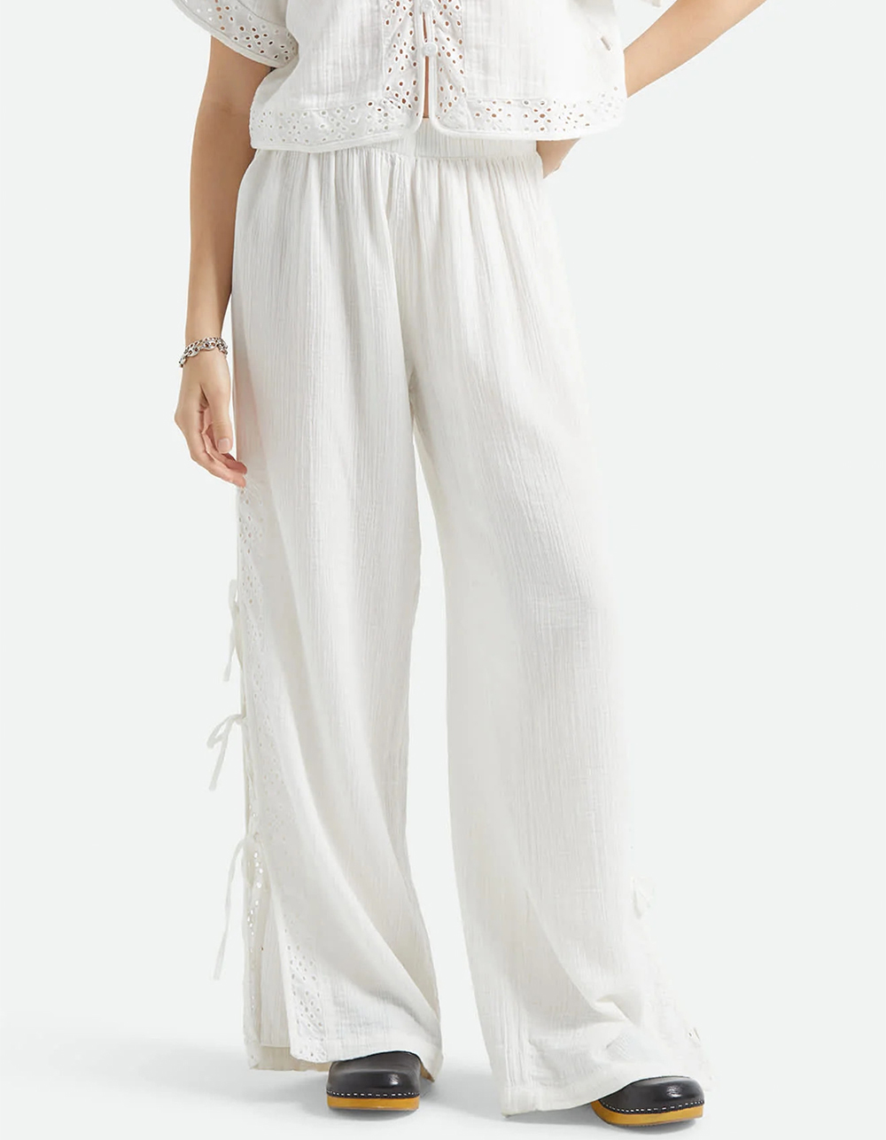 BRIXTON Seaside Eyelet Womens Wide Leg Pants - WHITE