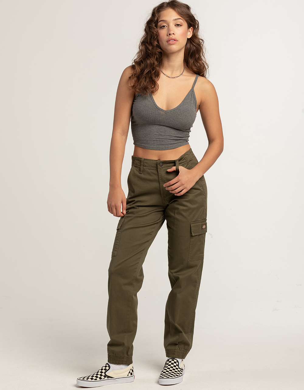 DICKIES Womens Cargo Pants MILITARY Tillys