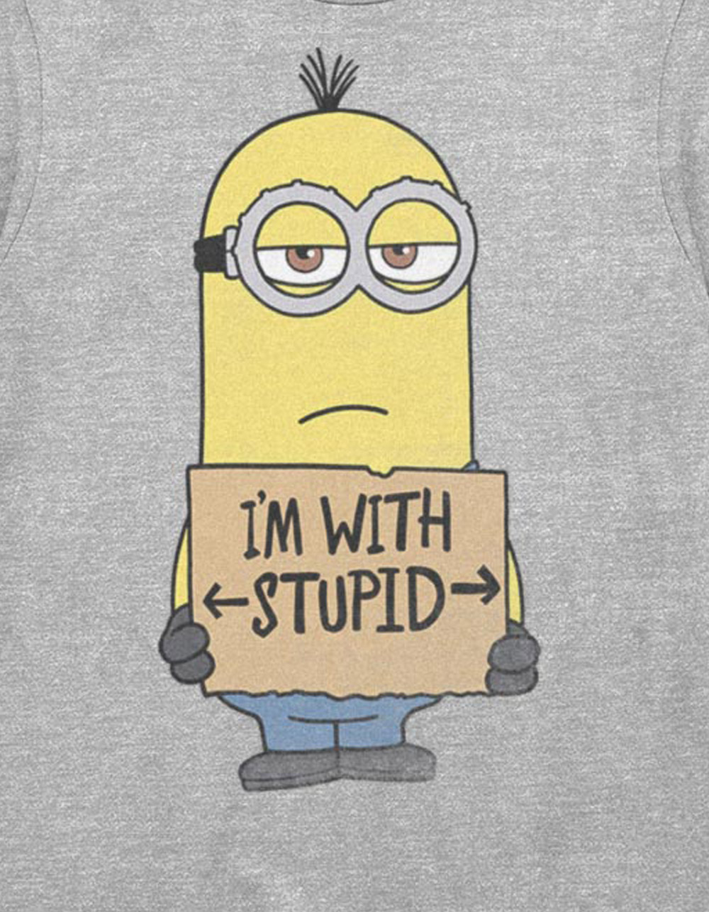 MINIONS I'm With Stupid Tee - HEATHER GRAY