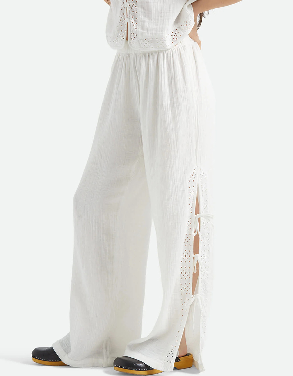 BRIXTON Seaside Eyelet Womens Wide Leg Pants - WHITE