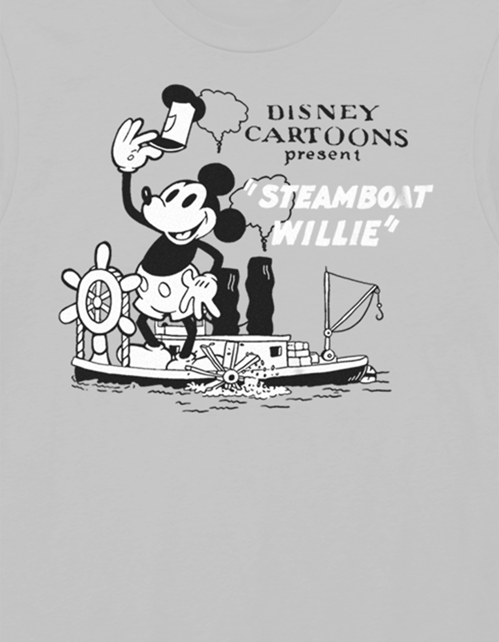 DISNEY 100TH ANNIVERSARY Present Steamboat Willie Unisex Tee - SILVER