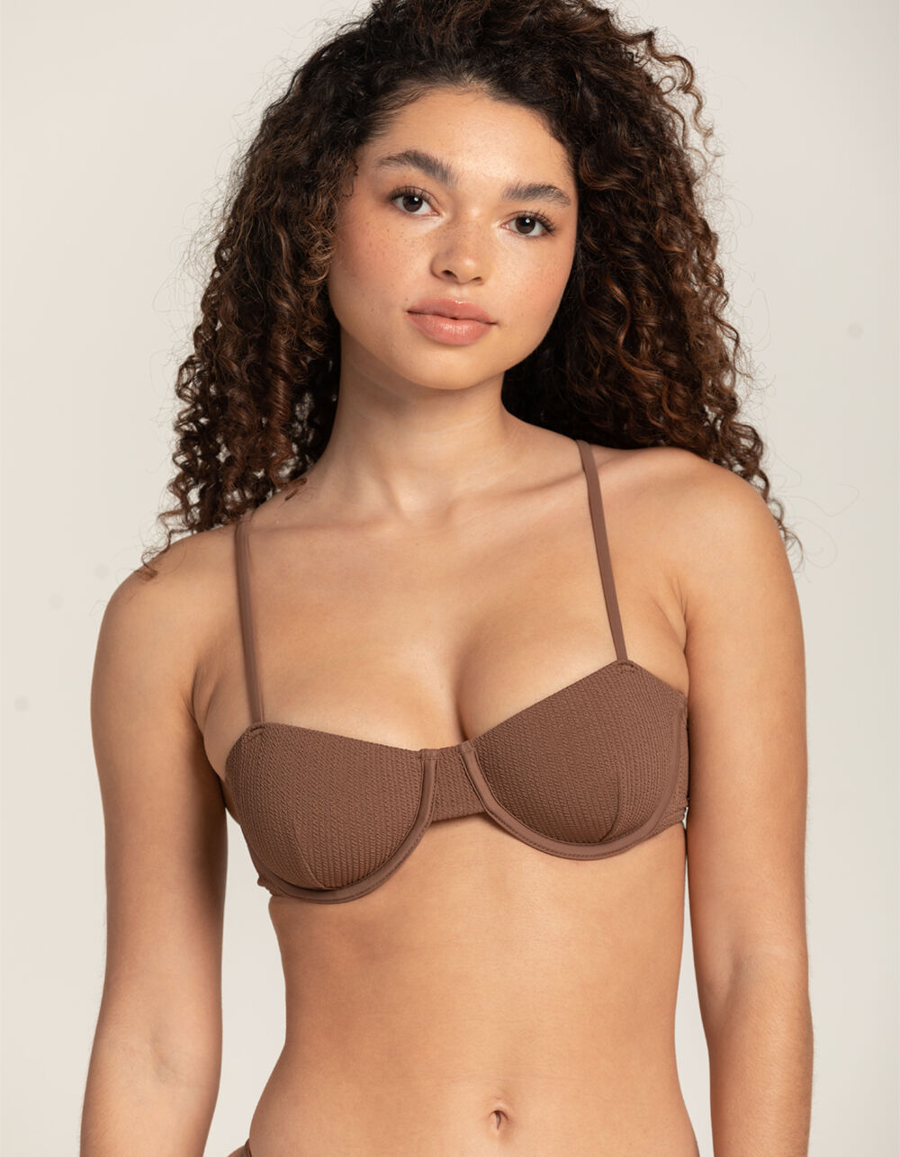 DAMSEL Texture Underwire Bikini Top - BROWN | Tillys