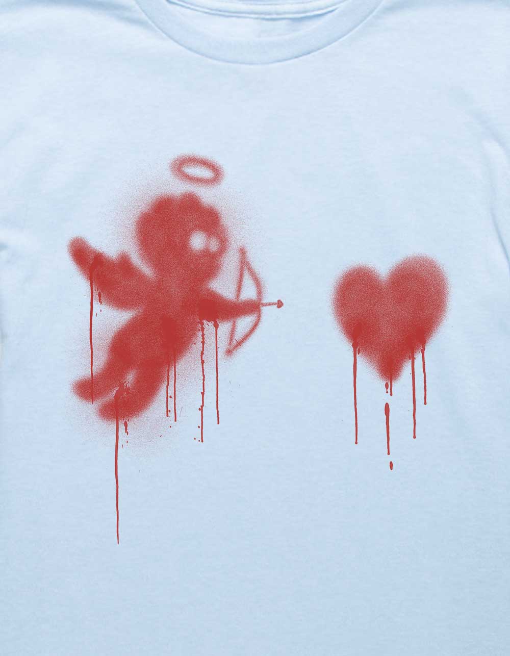 CUPID Paint Splatter Heart Unisex Kids Tee - LIGHT BLUE