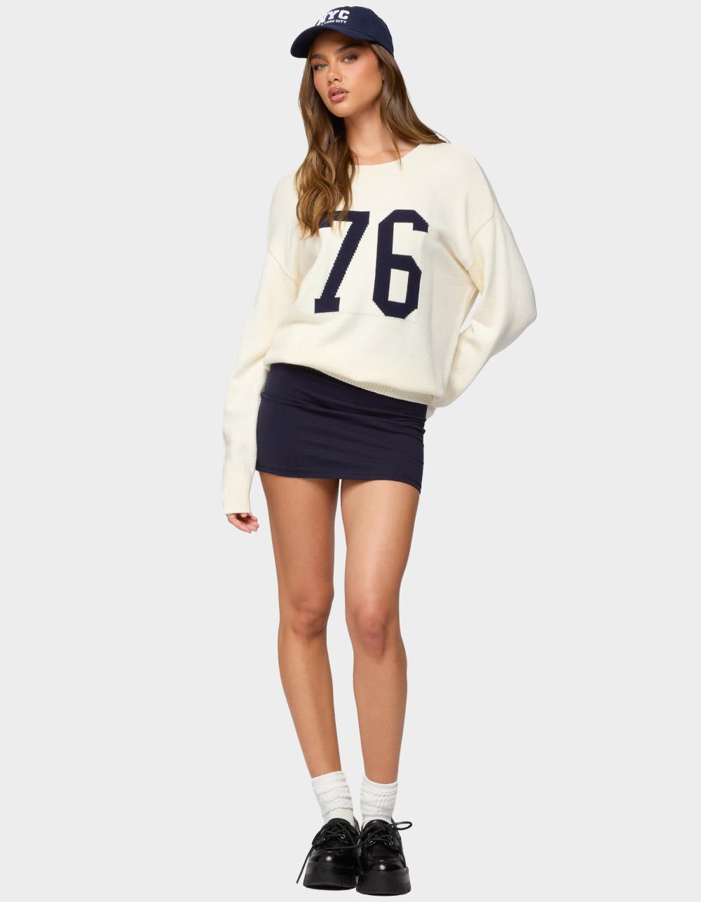 EDIKTED Aisha Low-Rise Mini Skirt - NAVY