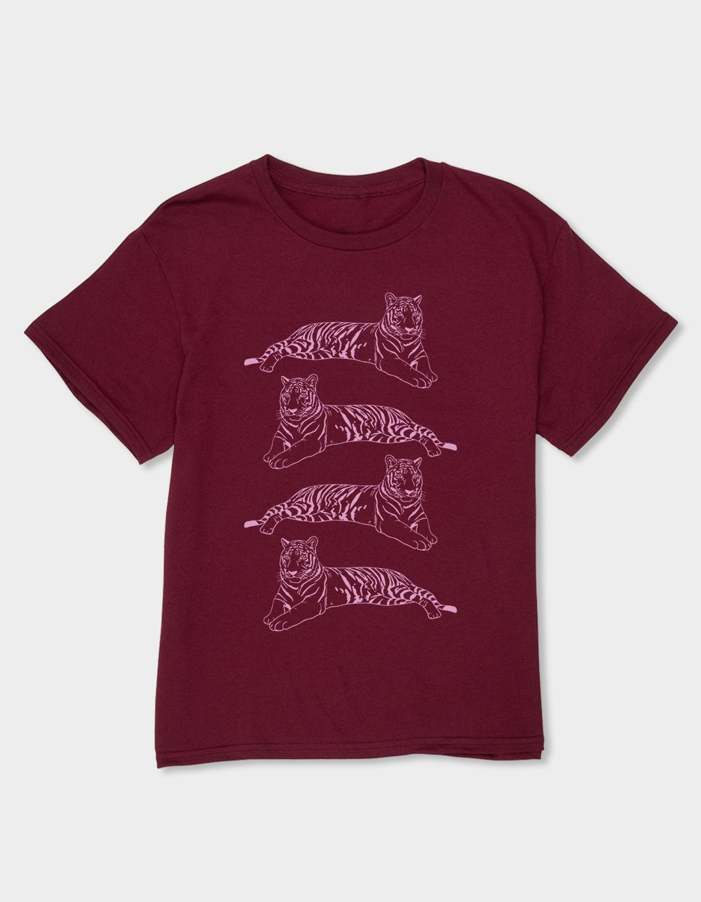 TIGER Stack Outline Unisex Kids Tee - MAROON