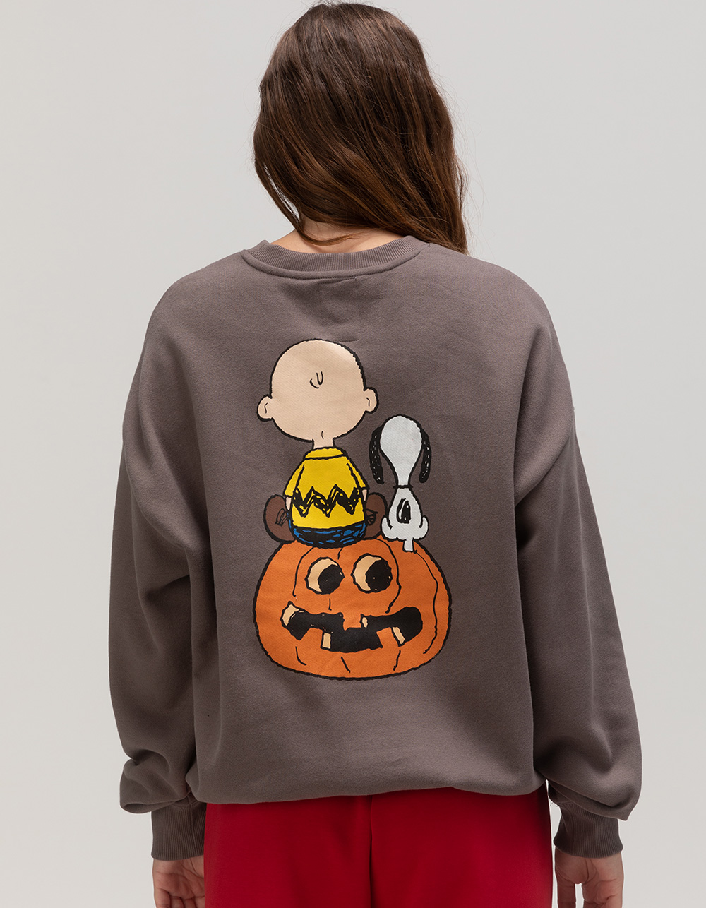 RSQ x Peanuts Together Mens Oversized Crewneck Sweatshirt - DARK GRAY