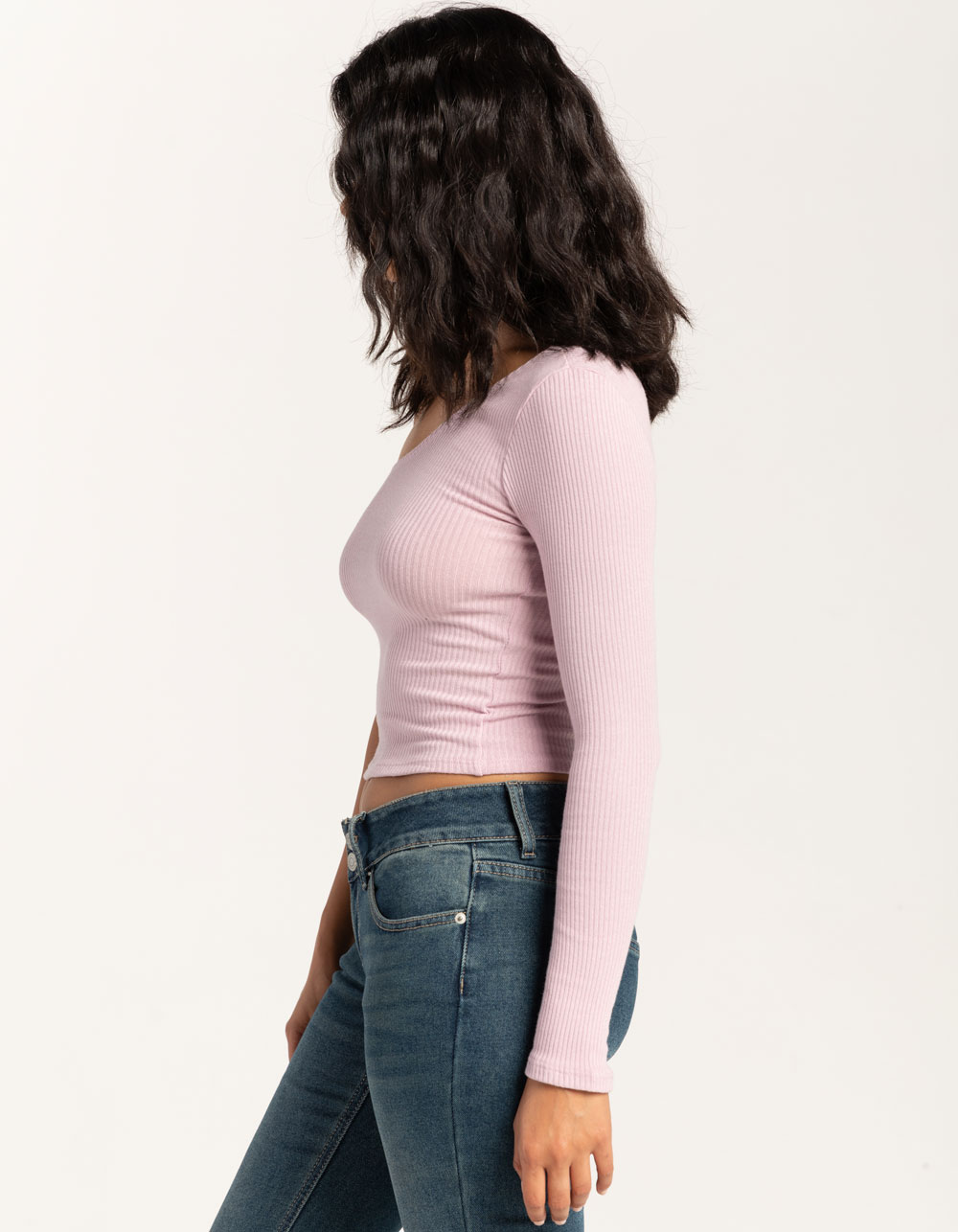 RSQ One Shoulder Long Sleeve Womens Top - LAVENDAR