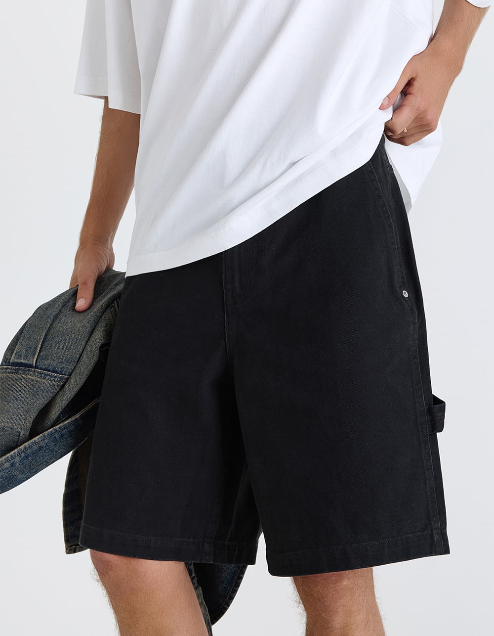 RSQ Mens Loose Twill Carpenter Shorts - WASHED BLACK