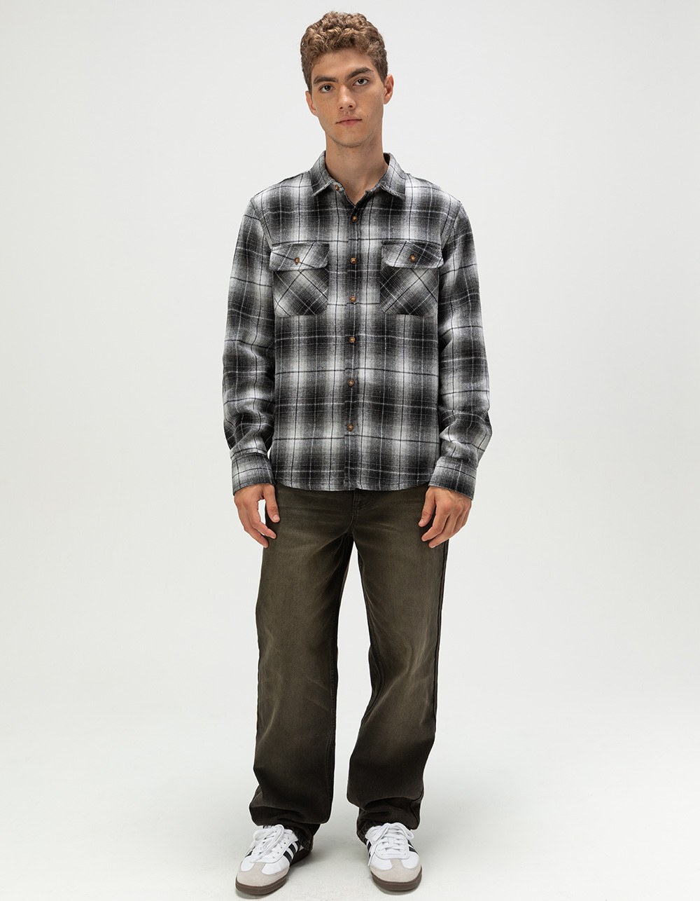 LIRA Mens Flannel - BLACK/WHITE