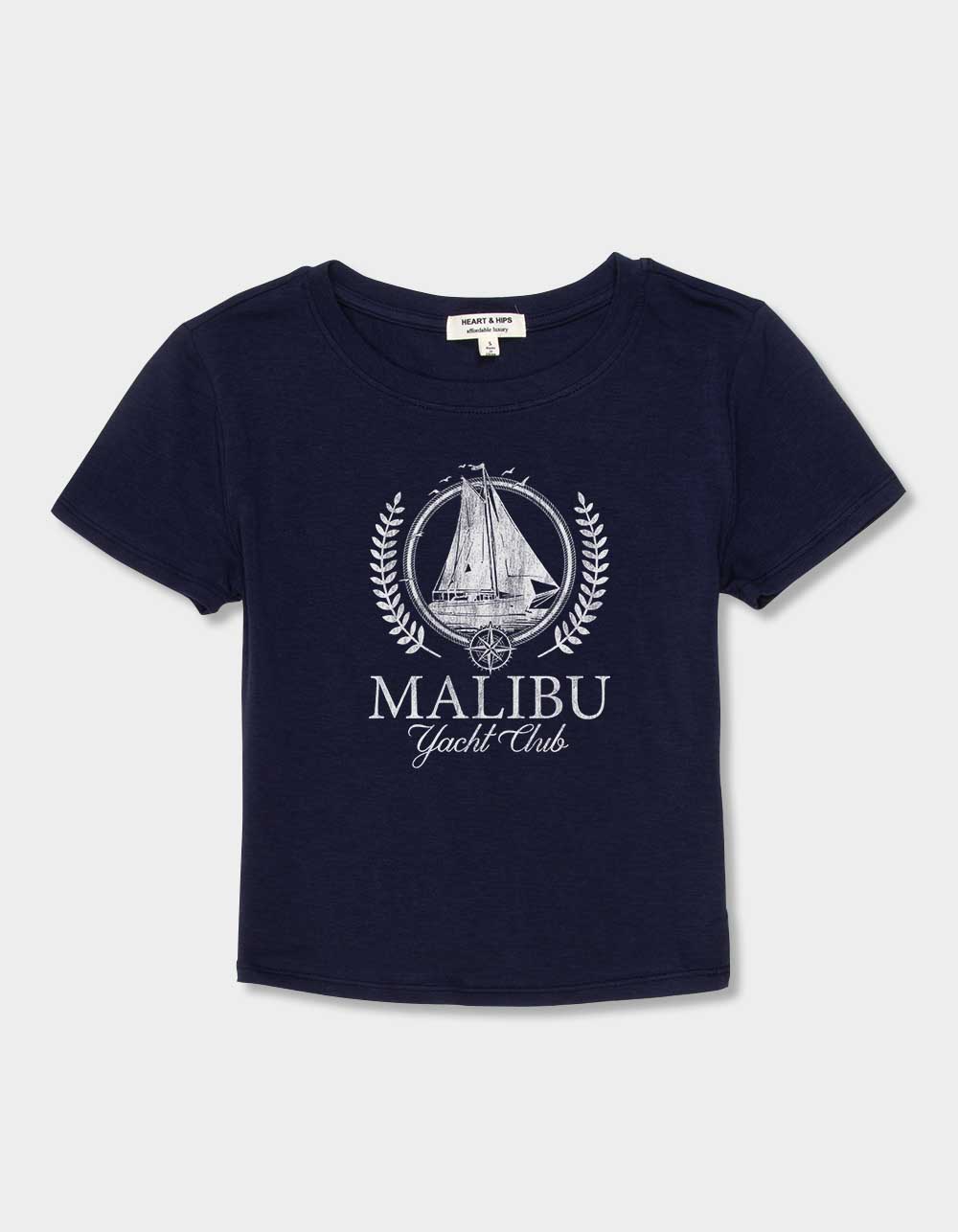 MALIBU Yacht Club Womens Baby Tee - NAVY