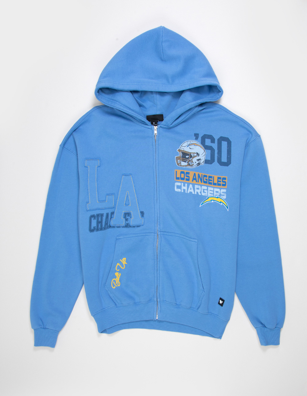 THE WILD COLLECTIVE Los Angeles Chargers Mens Zip-Up Hoodie - BLUE