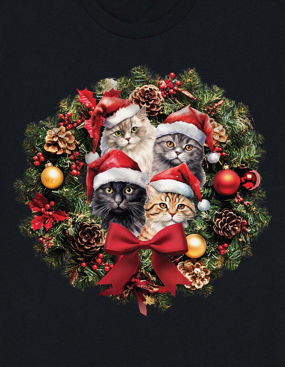 CAT Collage Wreath Unisex Tee - BLACK
