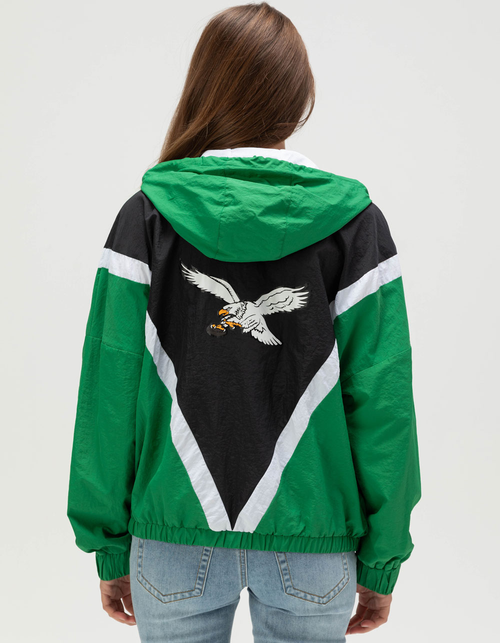 WEAR BY ERIN ANDREWS Philadelphia Eagles Womens Windbreaker Jacket - GREEN