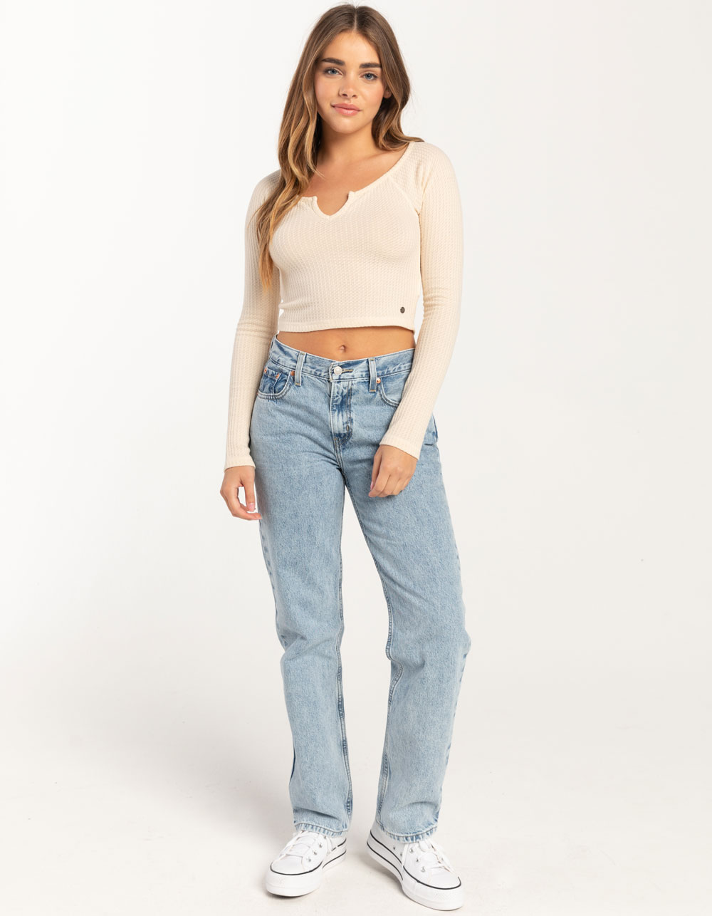 ROXY Waffle Cropped Womens Top - CREAM | Tillys