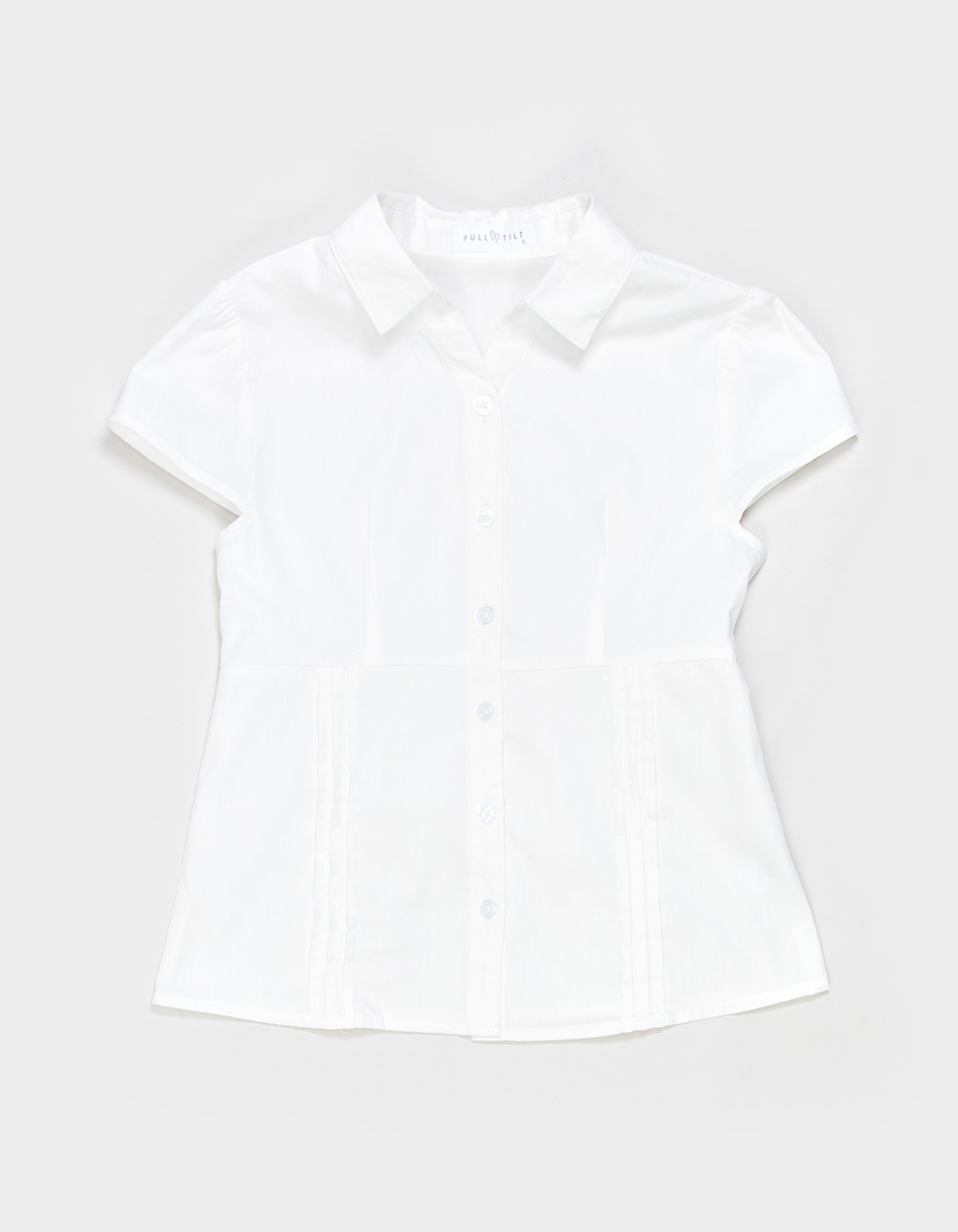 FULL TILT Girls Button Front Top - WHITE