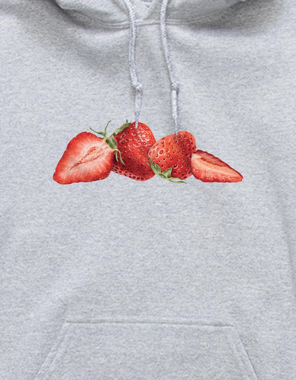 STRAWBERRY Fruit Cluster Unisex Hoodie - HEATHER GRAY