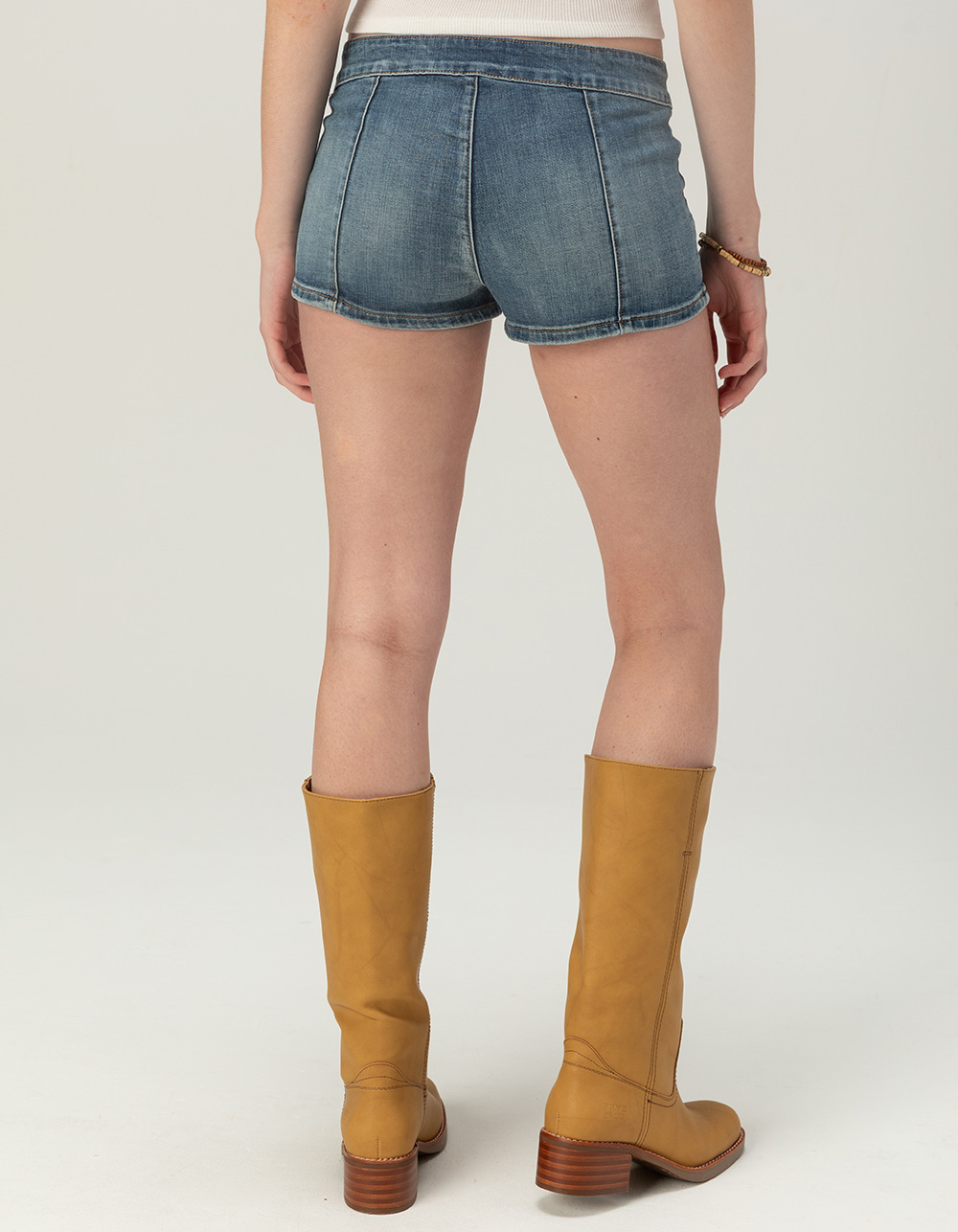 RSQ Womens Low Rise Lace Up Micro Shorts - MEDIUM WASH