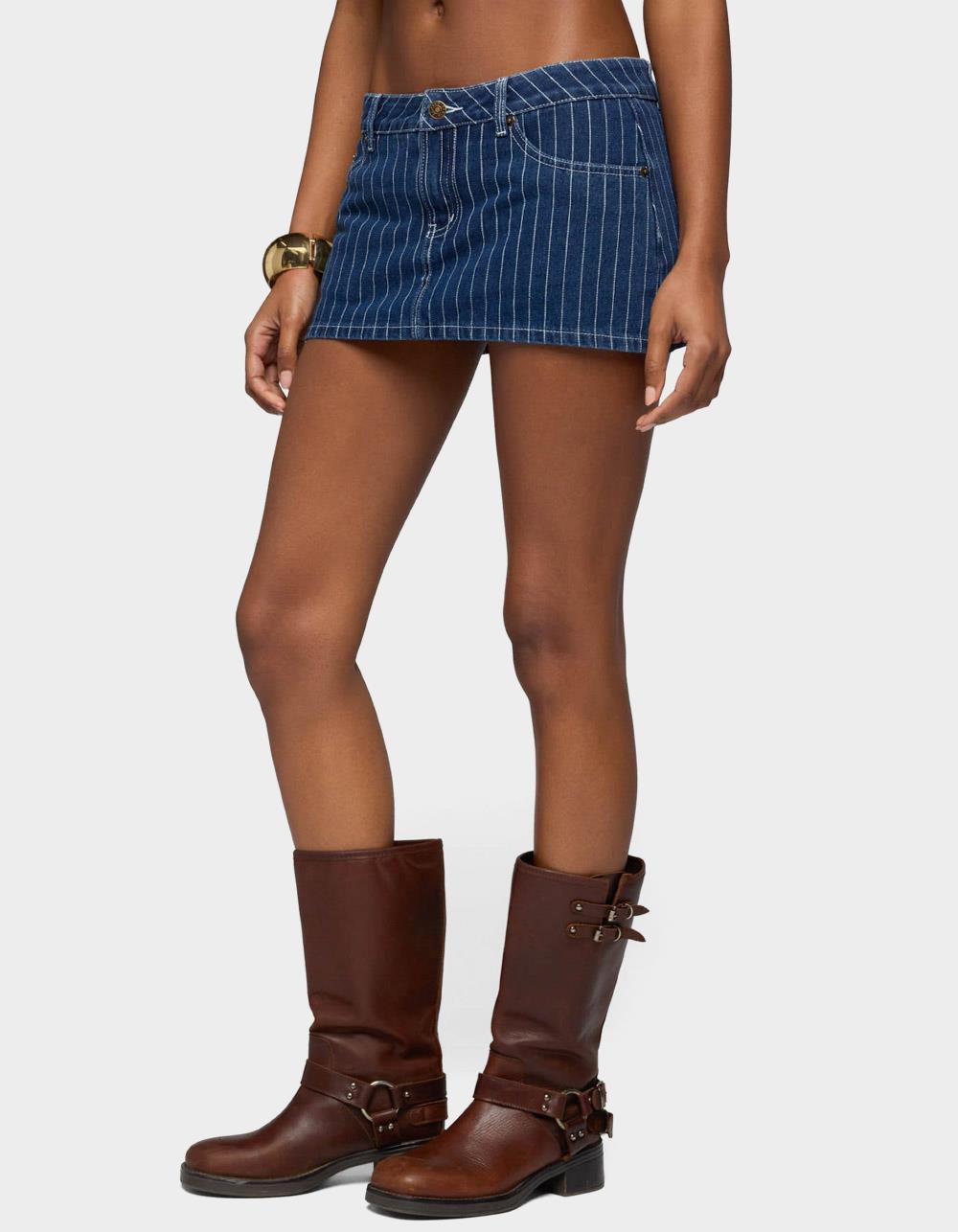 EDIKTED Camelia Denim Mini Skort - LIGHT BLUE