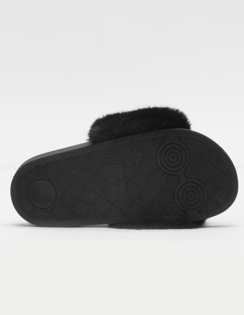 SODA Faux Fur Girls Black Slide Sandals - BLACK | Tillys