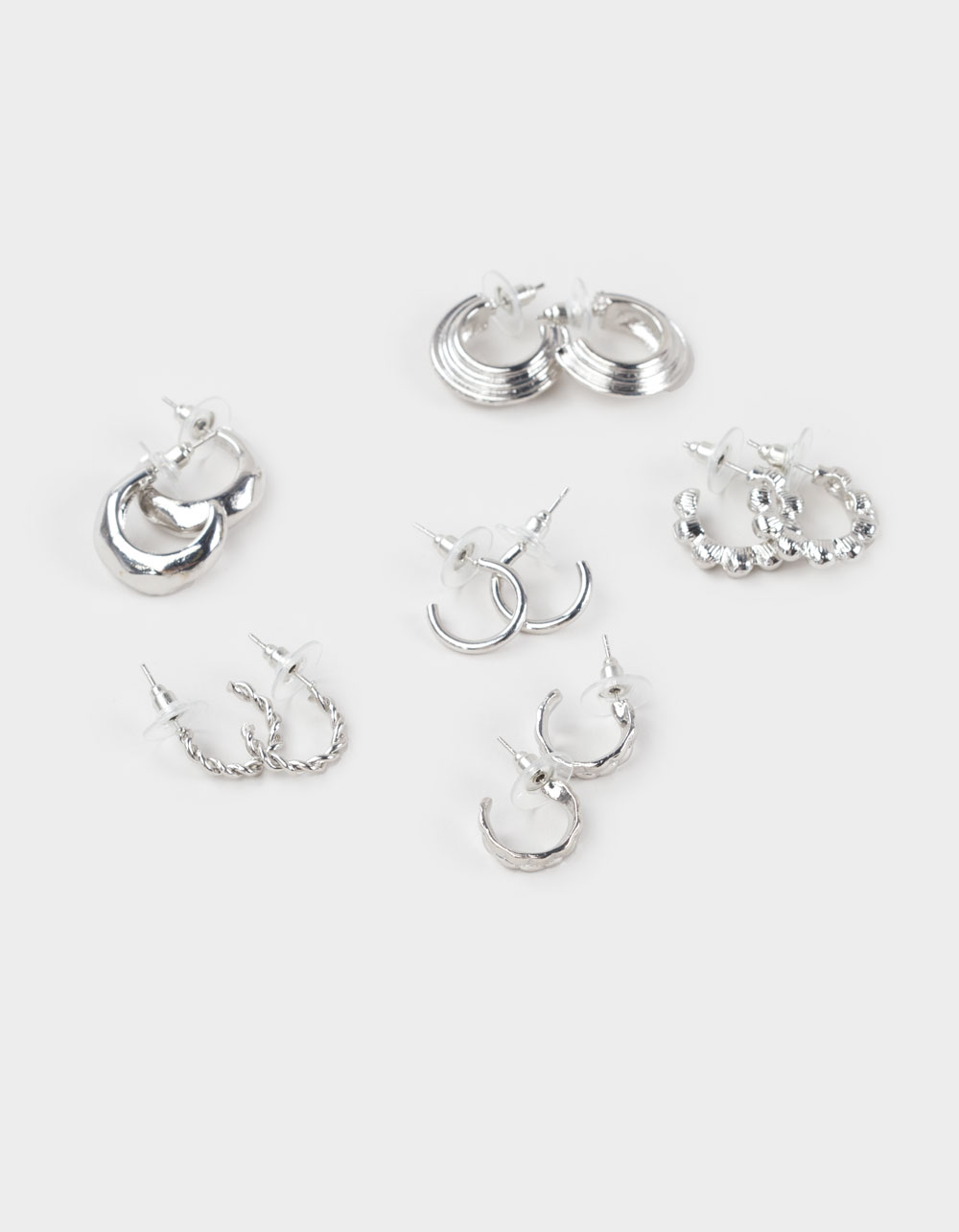 FULL TILT 6 Pack Multi Hoop Earrings - SILVER