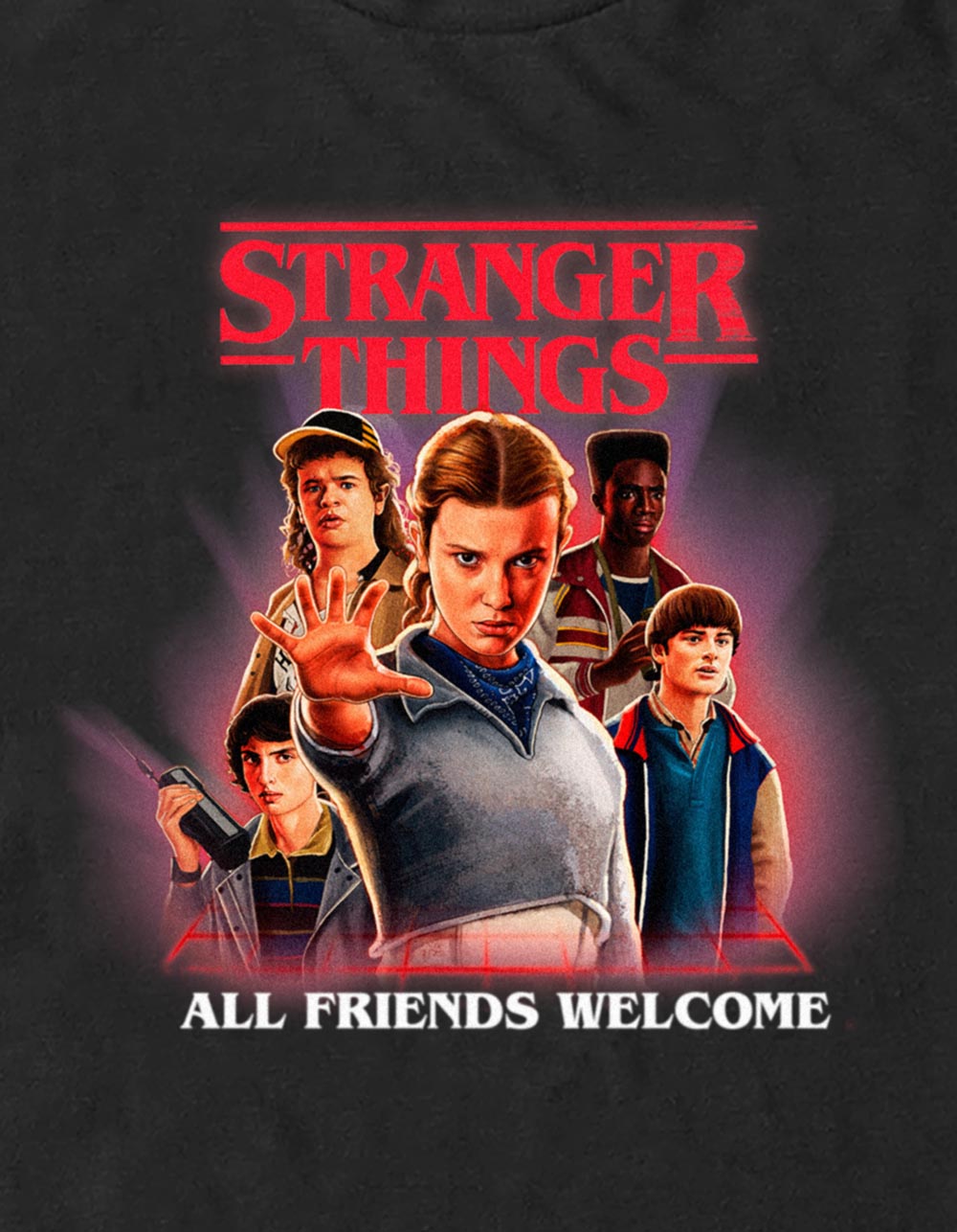 STRANGER THINGS All Friends Welcome Unisex Tee - BLACK